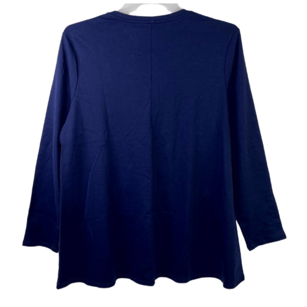 Women's Blue Cotton V-Neck Tunic Size: XL - Picture 3 of 3